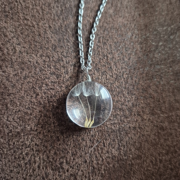 Handmade Jewelry - Elegant Silver Dandelion Pendant Necklace